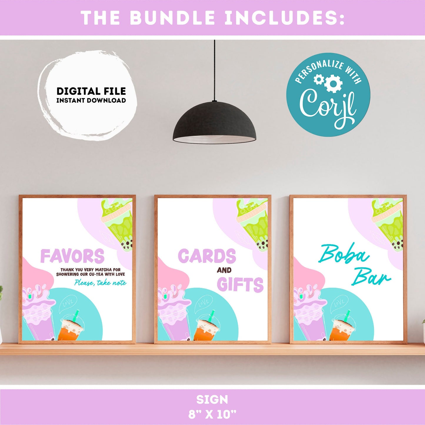 Tea Party birthday Invitation bundle | tea Invite | Boba Tea Party Invitation | Bubble Tea Invite | Par-Tea Invitation  #K121