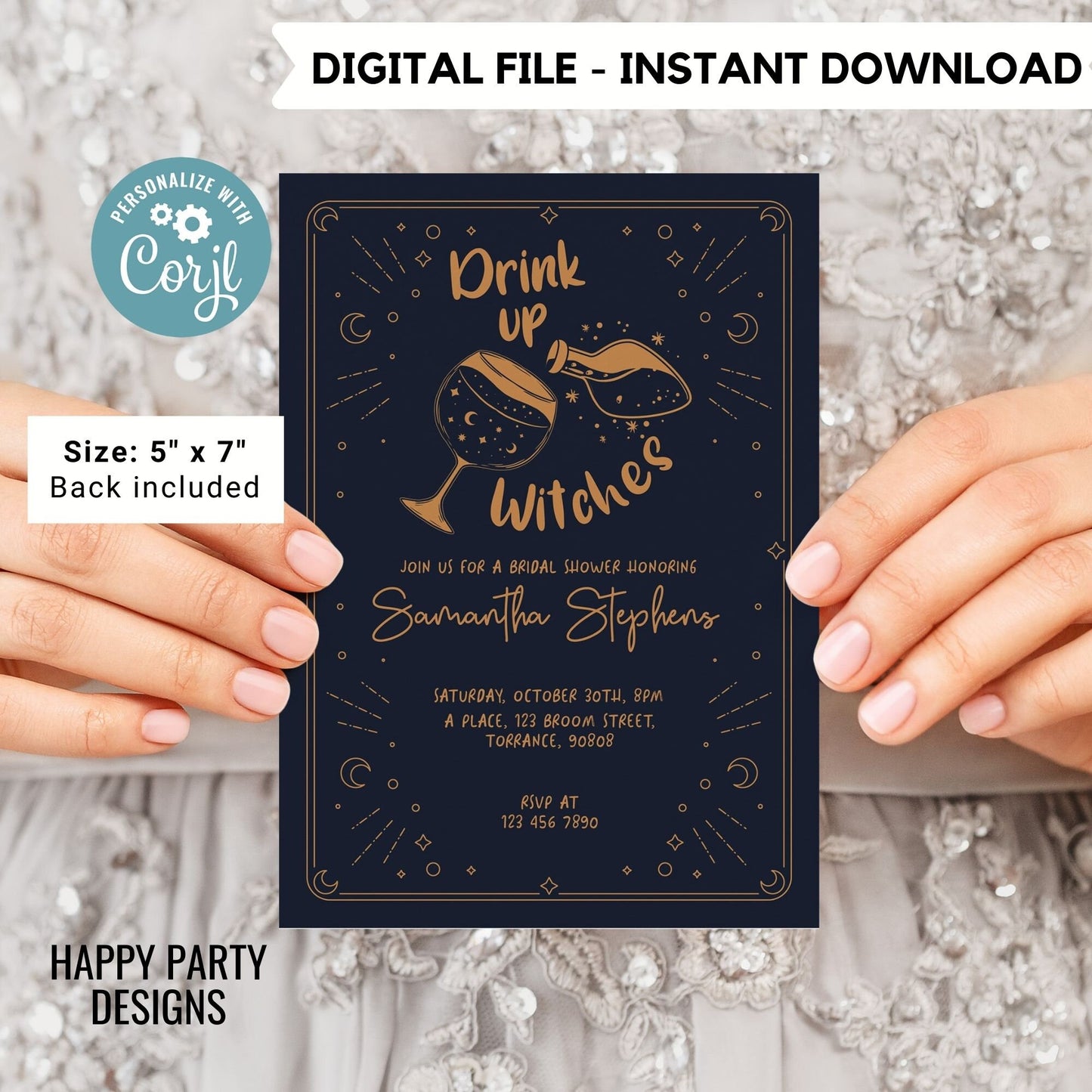 Editable drink up witches invitation | bridal shower | Boos and Booze Invitations | PRINTABLE Cheers Witches invitation  #W14