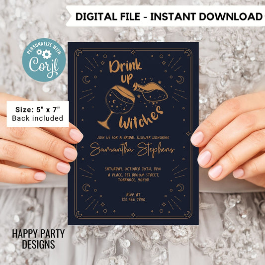 Editable drink up witches invitation | bridal shower | Boos and Booze Invitations | PRINTABLE Cheers Witches invitation  #W14