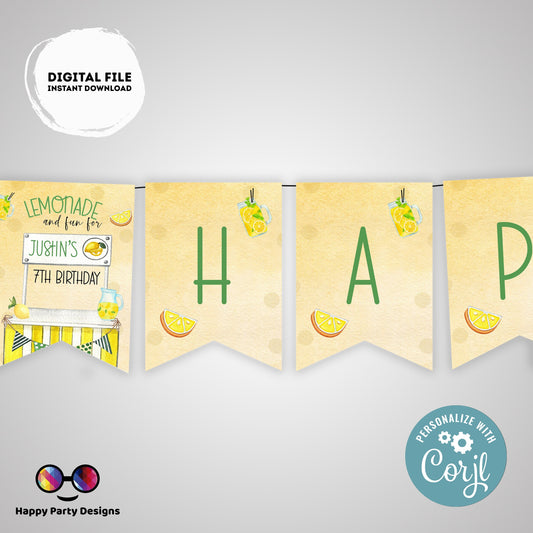 Happy Birthday Lemonade Banner | Lemonade party | Birthday banner | Lemonade birthday party  |  birthday boy | Lemonade birthday  #K101