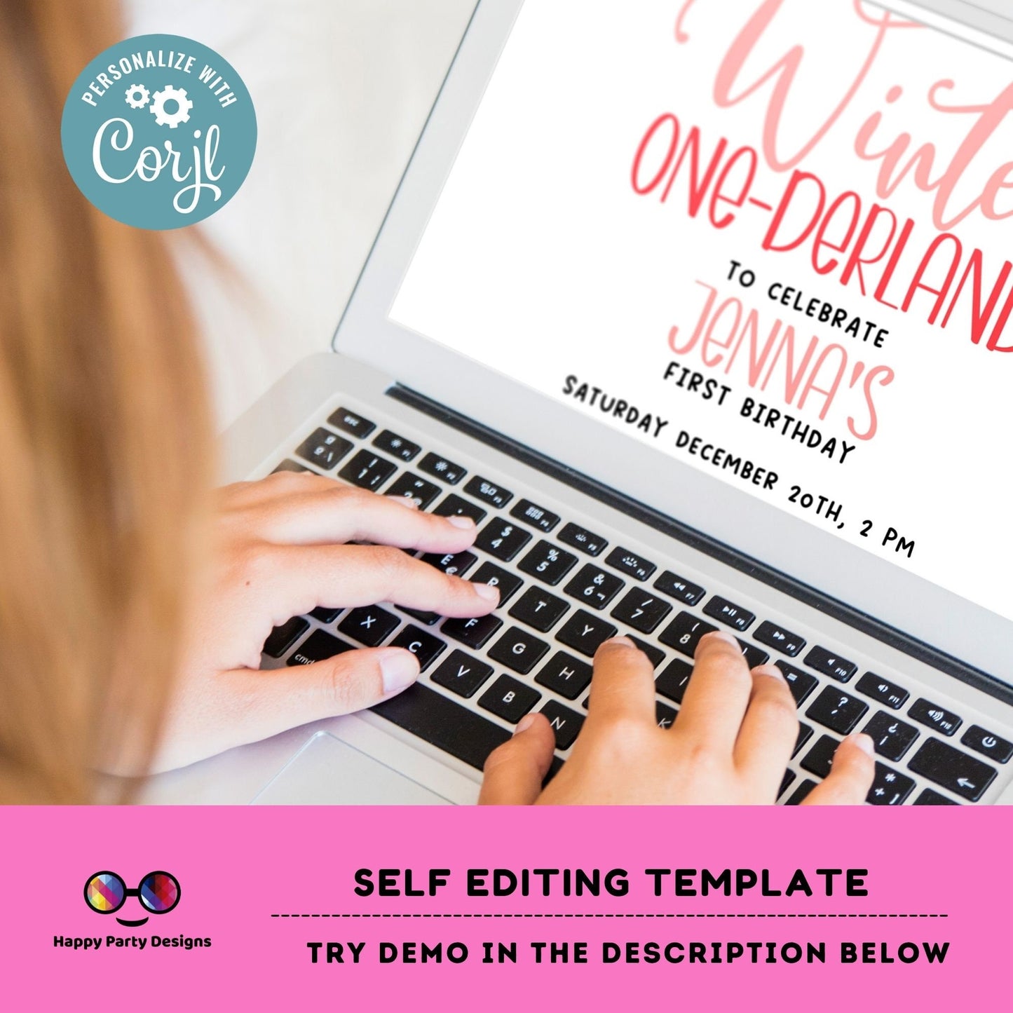 Editable Winter One-derland invitation | Digital winter birthday printable invite | Birthday girl | winter animals Invitation #K239