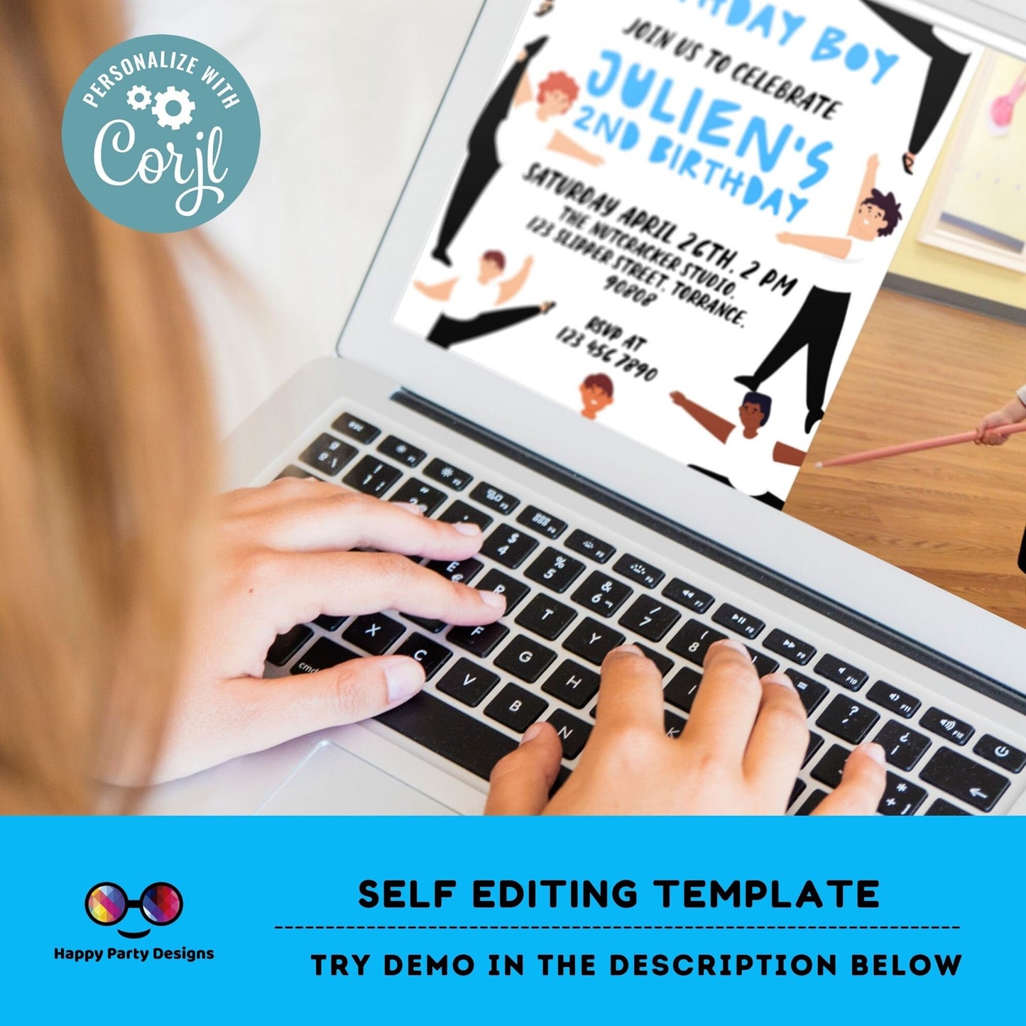 Ballet boy Birthday invitation with photo | boy dancer printable | Birthday boy | Birthday Invitation Ballet | Boy Party Invite #K219