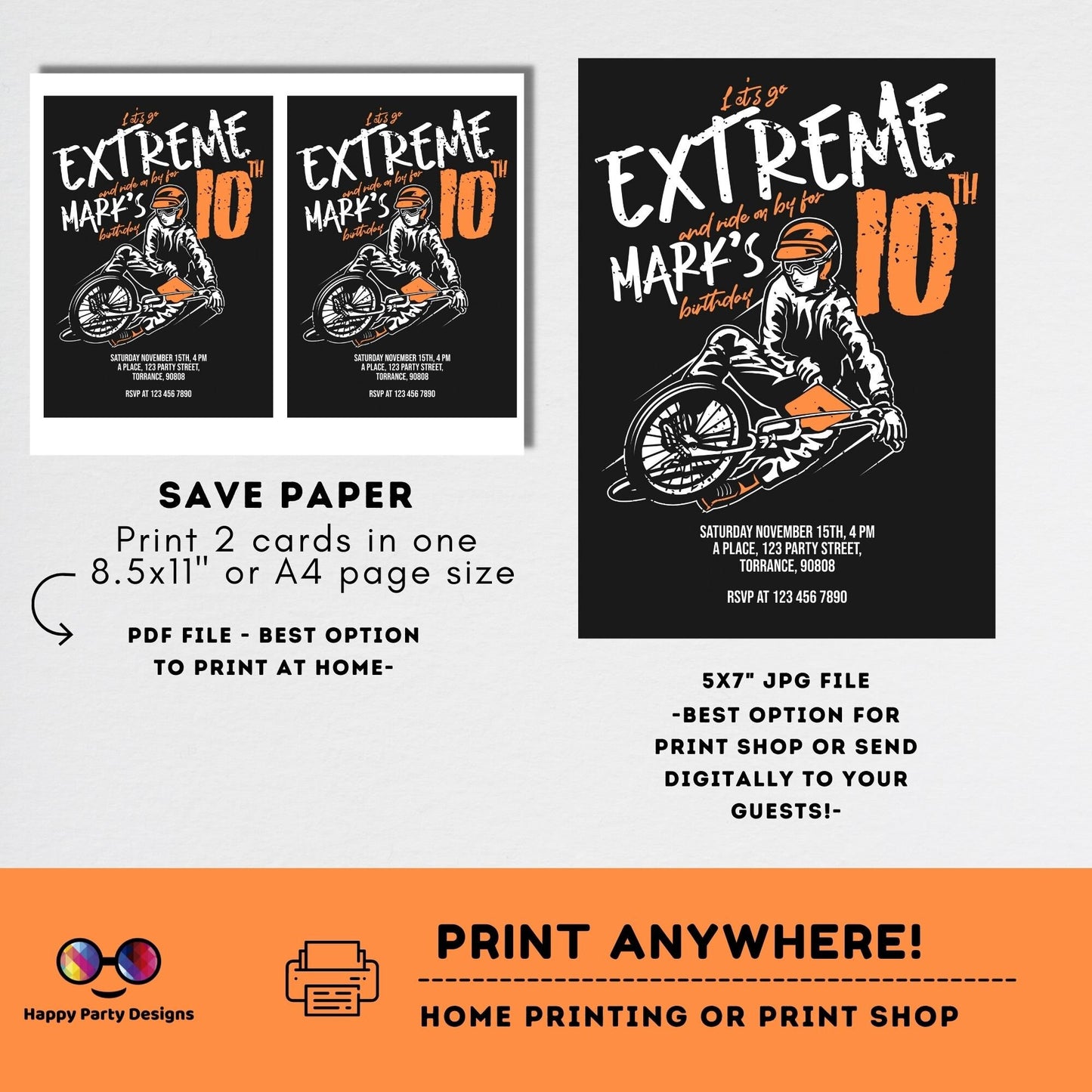 Editable Bike Party Invitation | Mountain Bike Party Invitation | Any Age | Birthday boy Bike Party Invitation | extreme bike party #K244