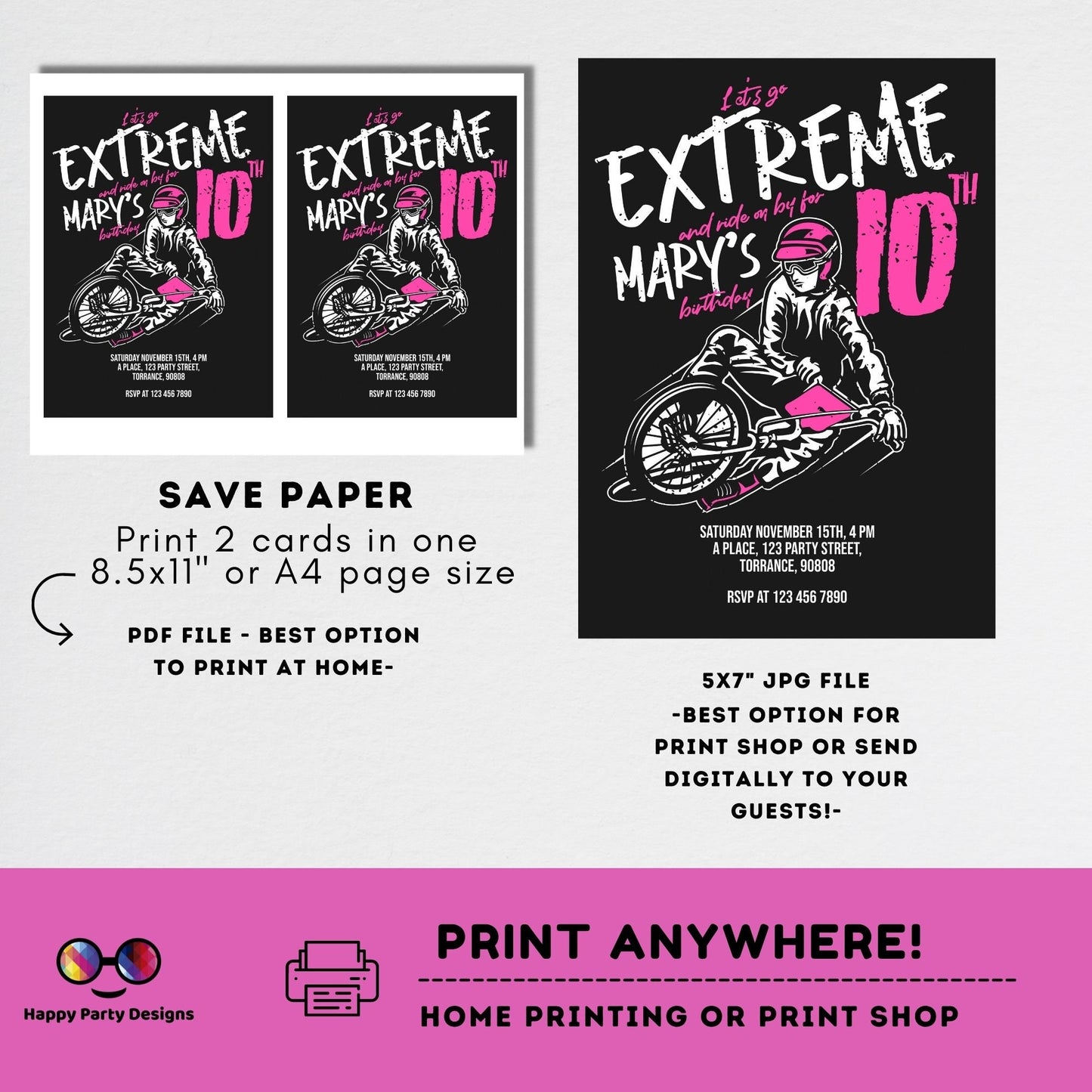Editable Bike Party Invitation | Mountain Bike Party Invitation | Any Age | Birthday girl Bike Party Invitation | extreme bike party #K244