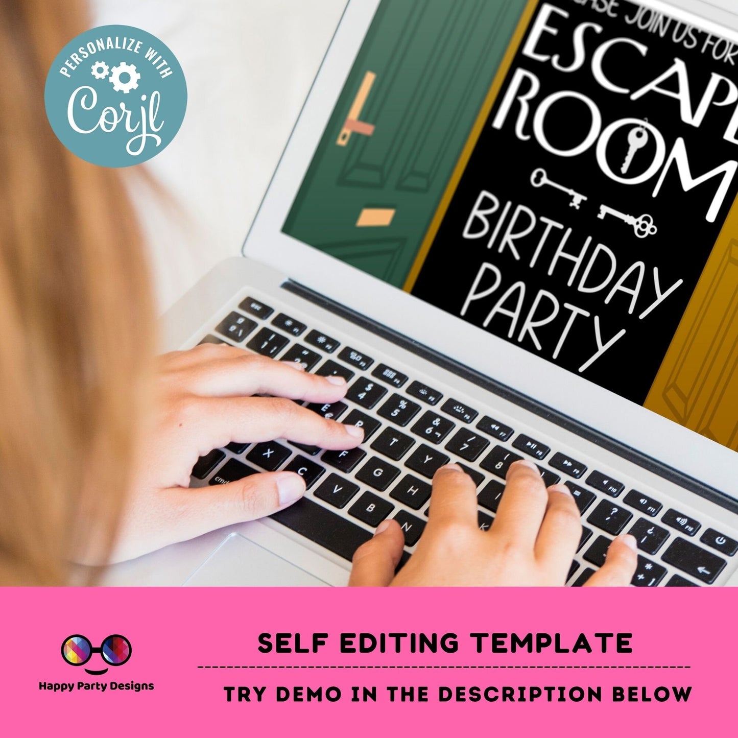 Editable escape room Birthday Invitation Template | Printable Birthday escape room Party | Mystery solving challenge Birthday girl #K247