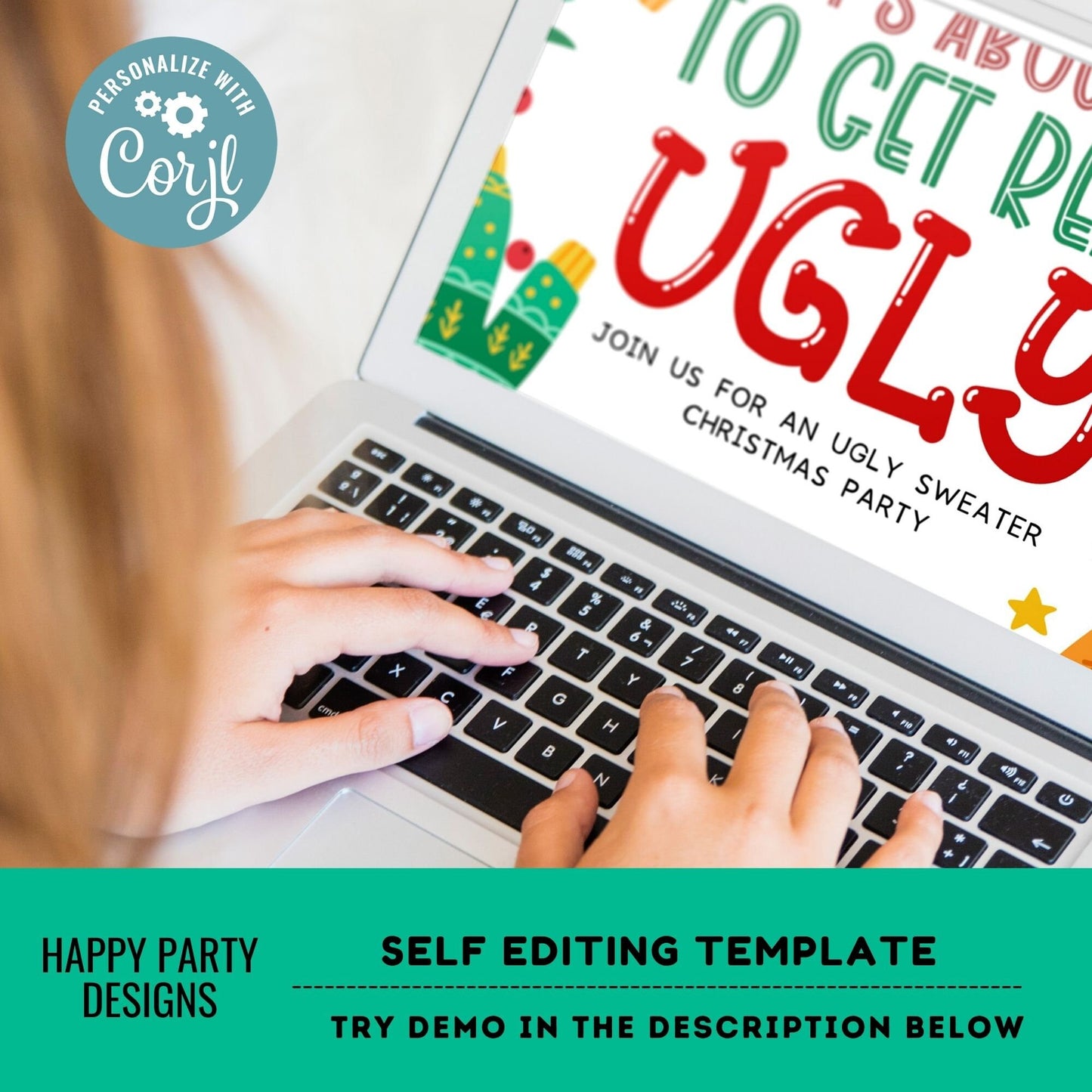 Editable Ugly Sweater Party Invitation | Christmas Party printable invite | Ugly sweater Invitation | Ugly Christmas Invitations  #A26