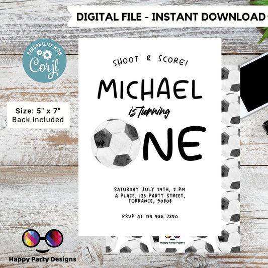 Soccer Birthday Invitation | Any age | Soccer Theme Birthday Party | Soccer Birthday Invitation Template, Soccer Birthday Party Invite #K250