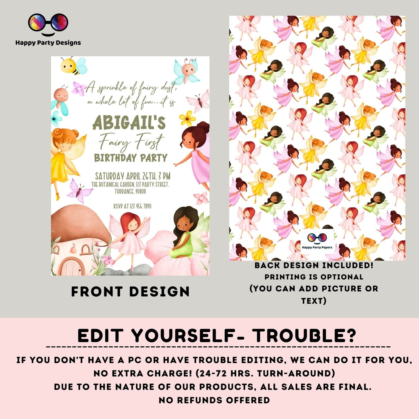 Editable Fairies Birthday invitation | Whimsical Enchanted Birthday | Pixie Fairy Party | ANY AGE | Magical Fairy Princess Party #K231