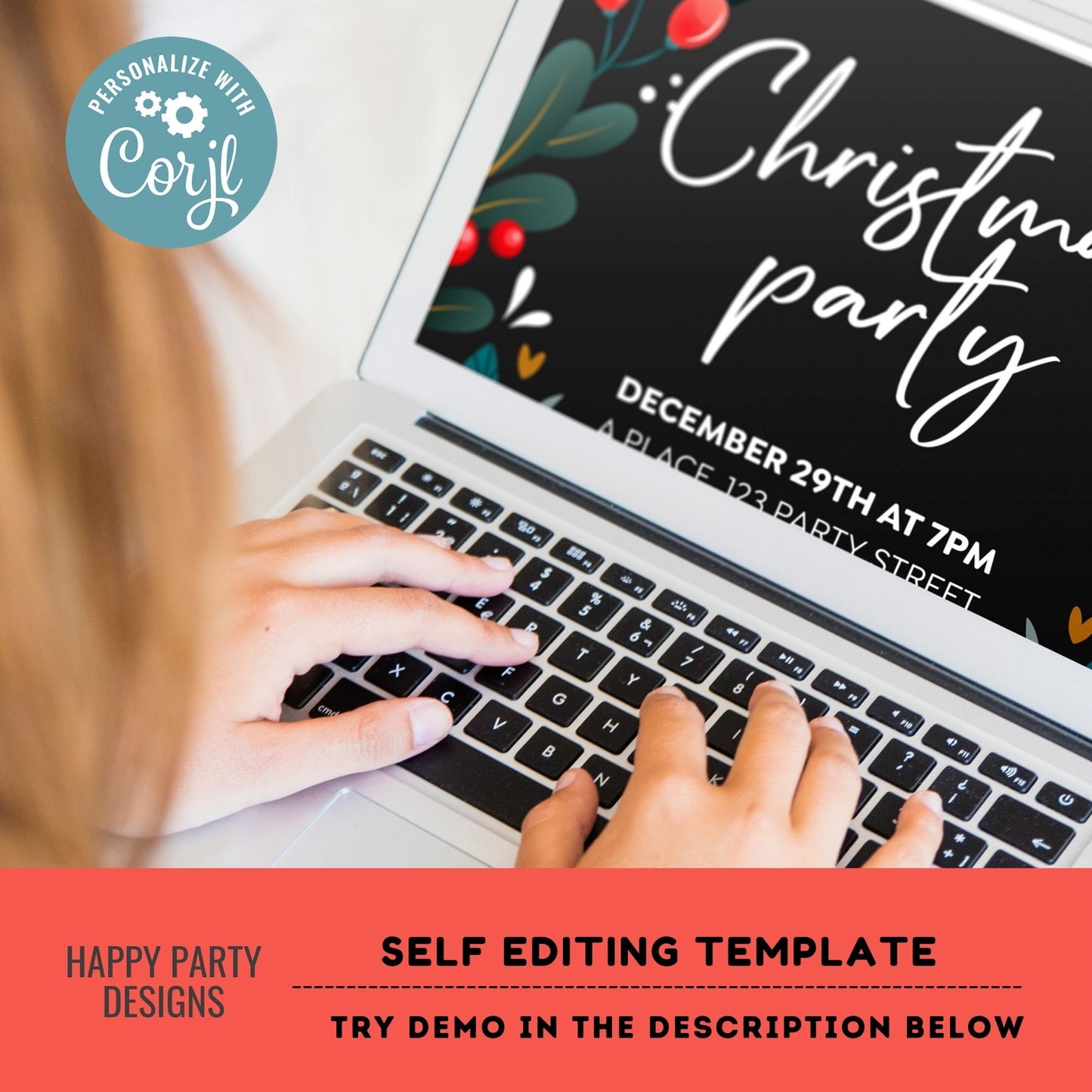 Editable Holiday Party Invitation | Christmas Party printable invite | Holiday Christmas Party Invitation | Christmas Dinner invite #A33
