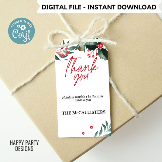 Editable Christmas Party thank you tag | Christmas printable thank you tag | Holiday Christmas gift tag | thank you tag | Xmas Favor #A34