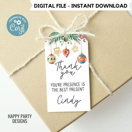 Editable Santa baby Christmas shower thank you tag | Christmas baby printable thank you tag | Baby Christmas gift tag | thank you tag #B49