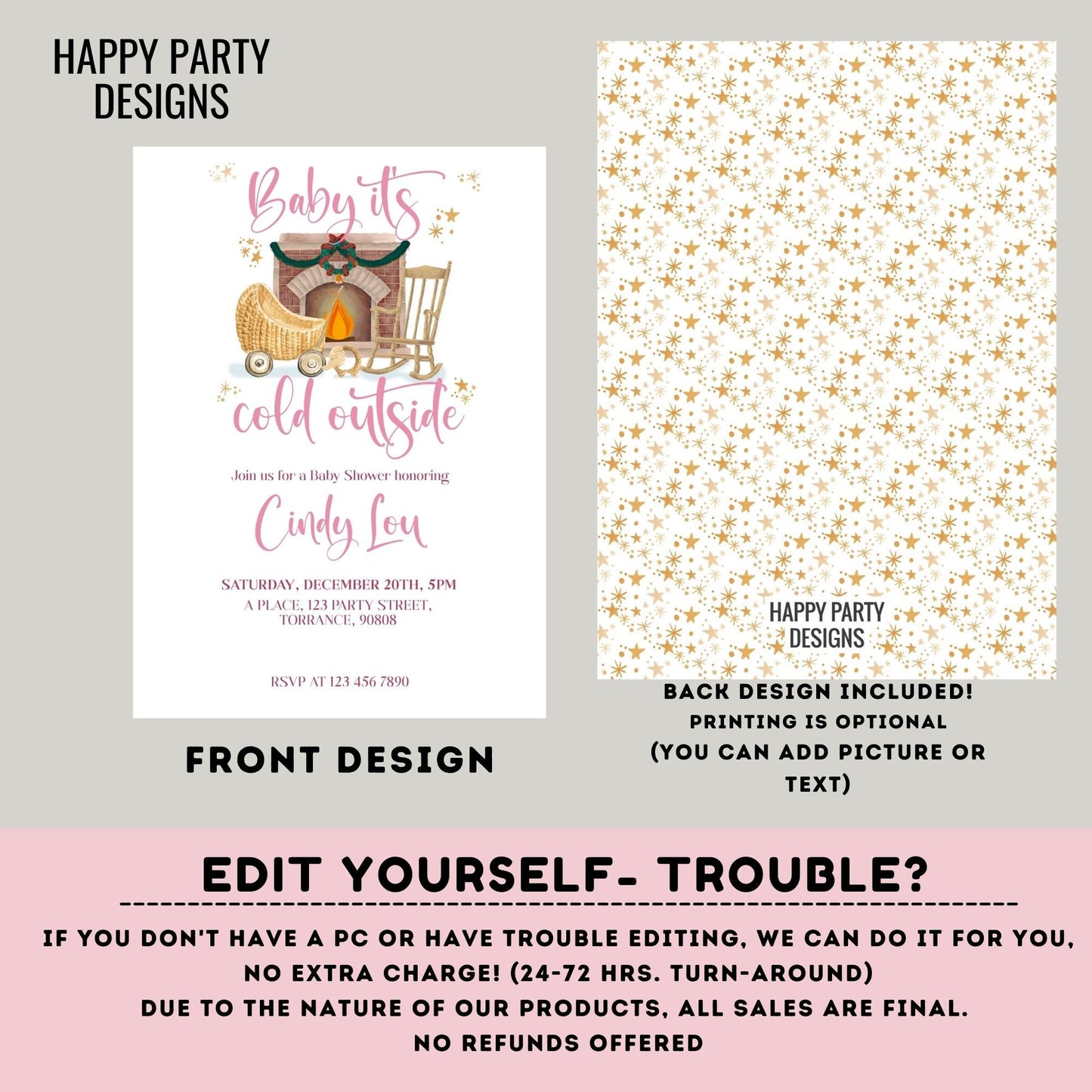 Editable Baby it's cold outside Baby Shower Invitation | Baby Shower Invite | Winter Wonderland Baby Shower | Boho winter shower #B45