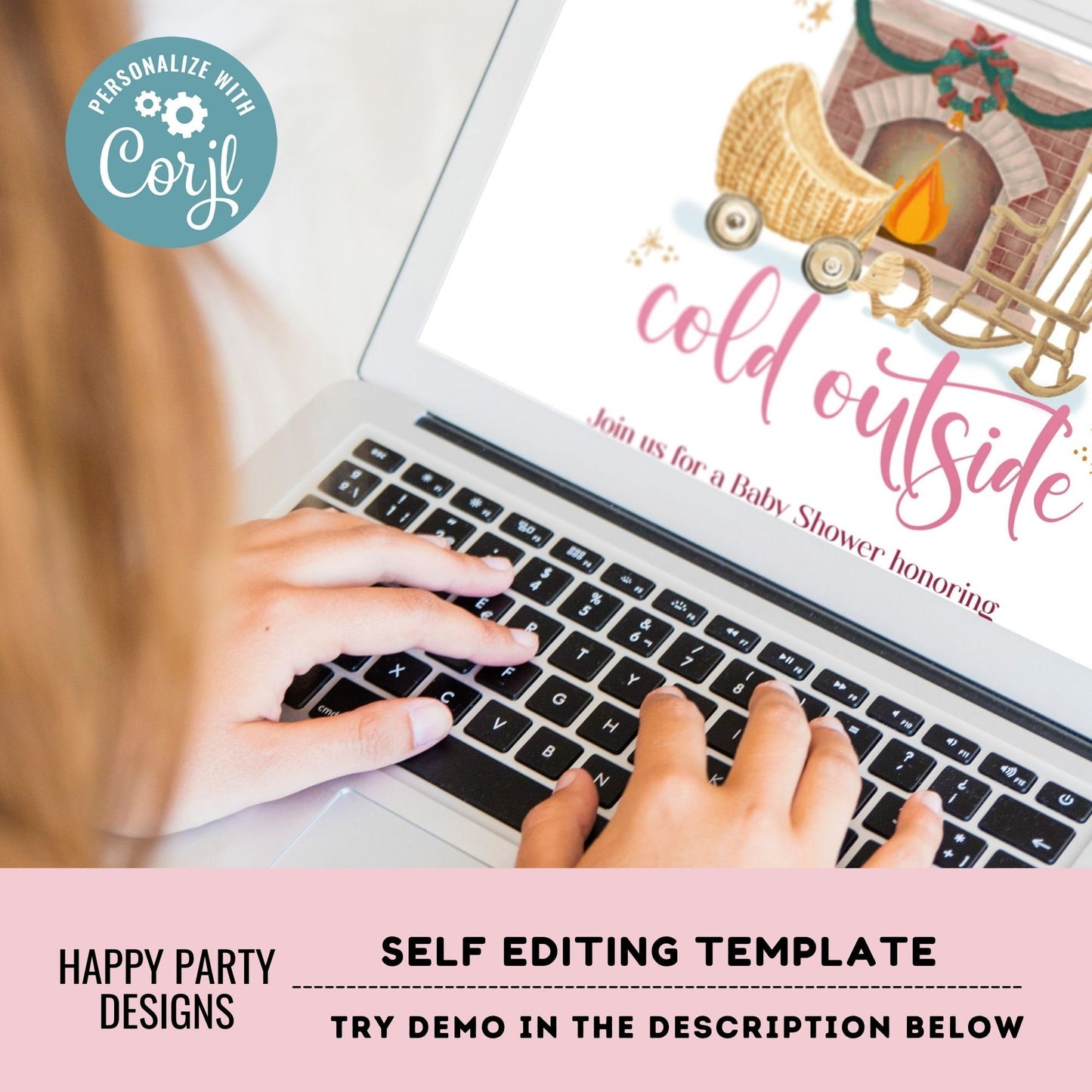 Editable Baby it's cold outside Baby Shower Invitation | Baby Shower Invite | Winter Wonderland Baby Shower | Boho winter shower #B45