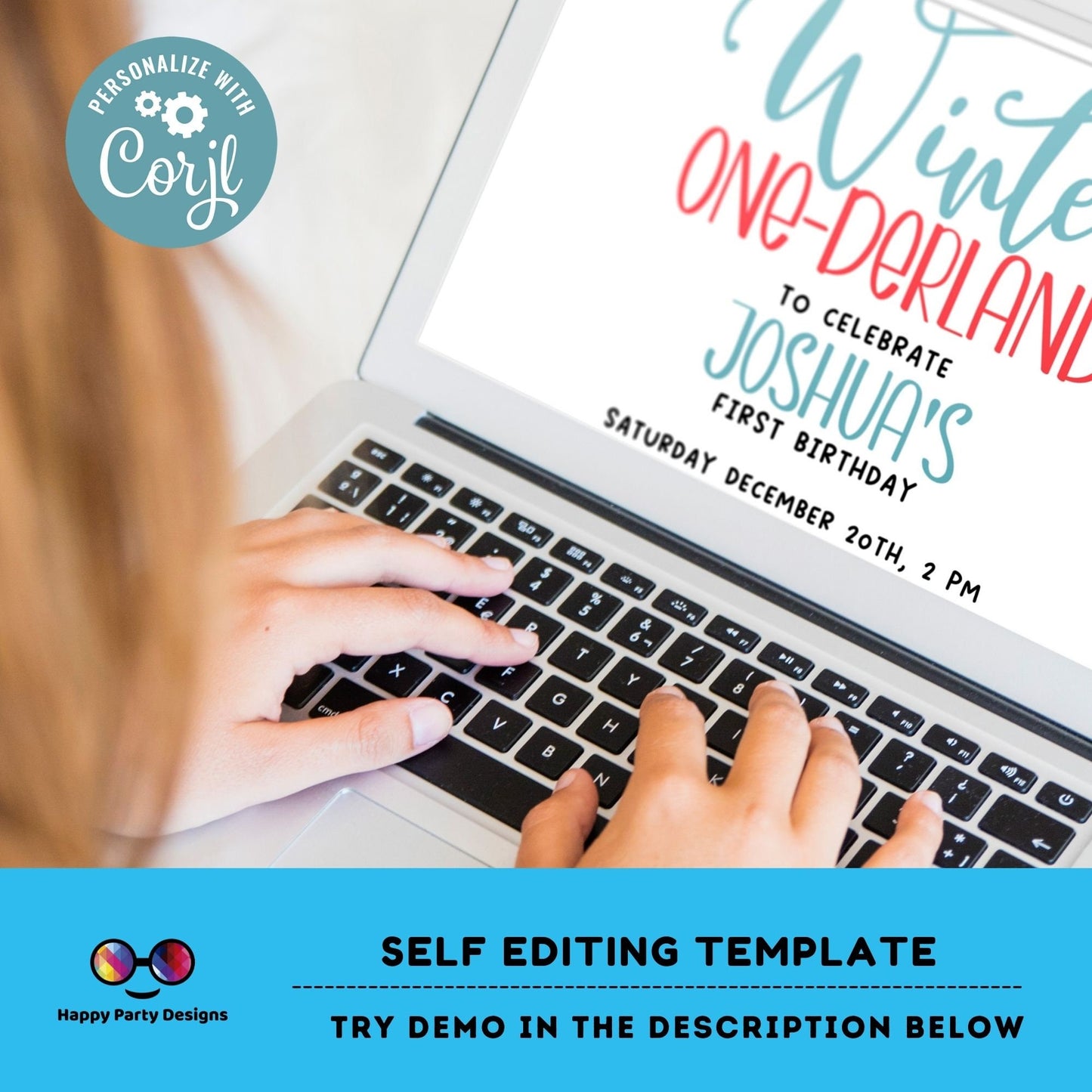 Editable Winter One-derland invitation | Digital winter birthday printable invite | Birthday boy | winter animals Invitation #K239
