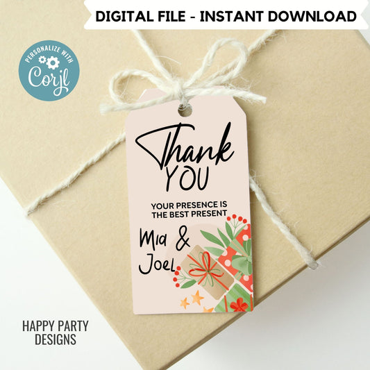 Editable Christmas Party thank you tag | Christmas printable thank you tag | Holiday Christmas gift tag | thank you tag | Xmas Favor #A37