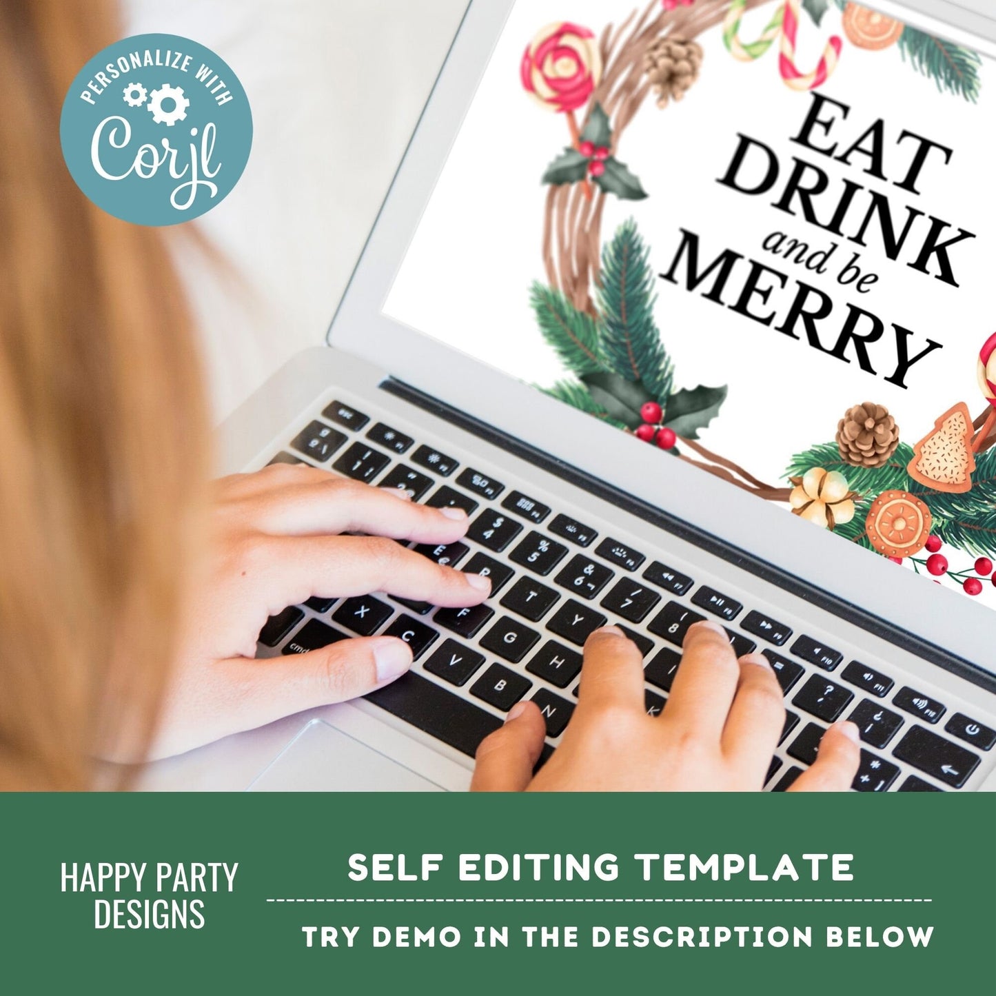 Editable Eat, drink and be Merry Party Invitation | Christmas friends Party printable | Christmas Party Invitation | Christmas invite #A38