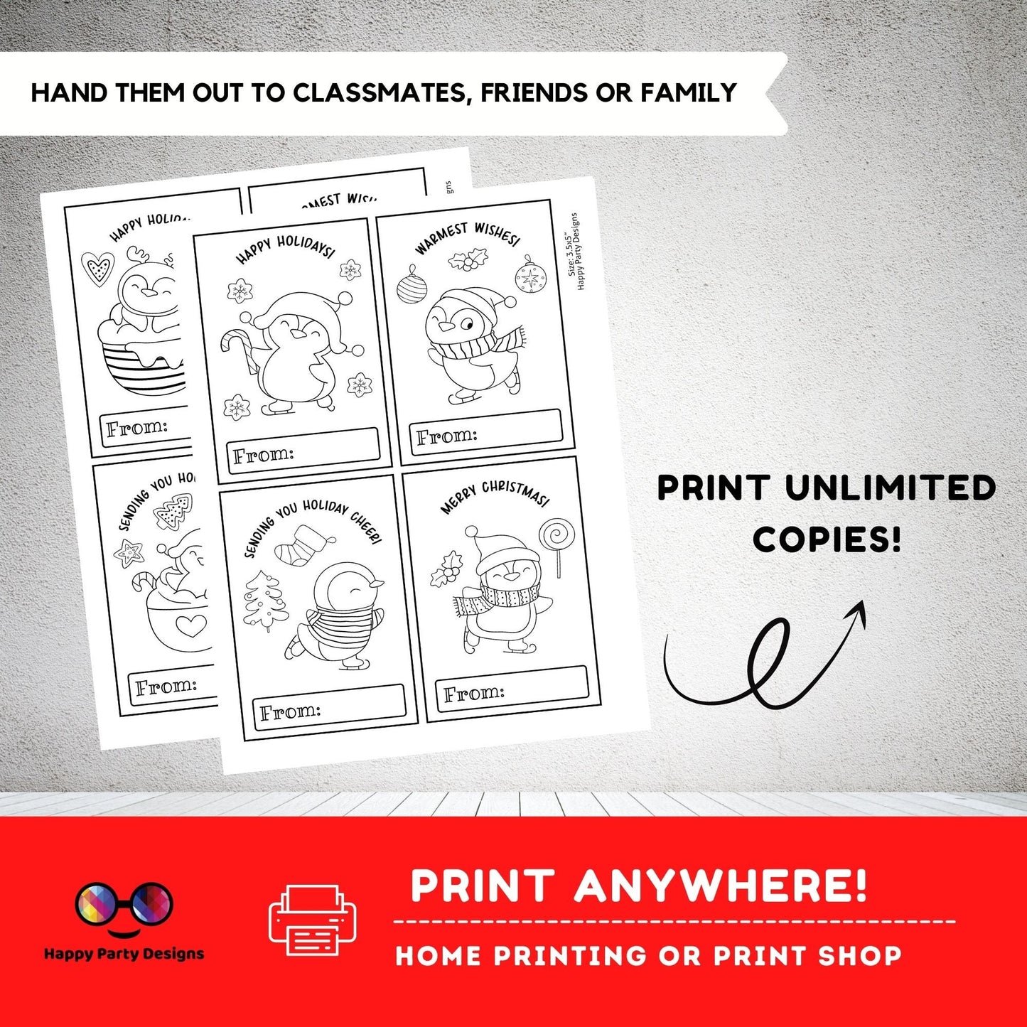 Christmas Printable SMALL Coloring Cards INSTANT DOWNLOAD Set of 8 | Christmas Coloring Activity | Christmas activity | Christmas for kids
