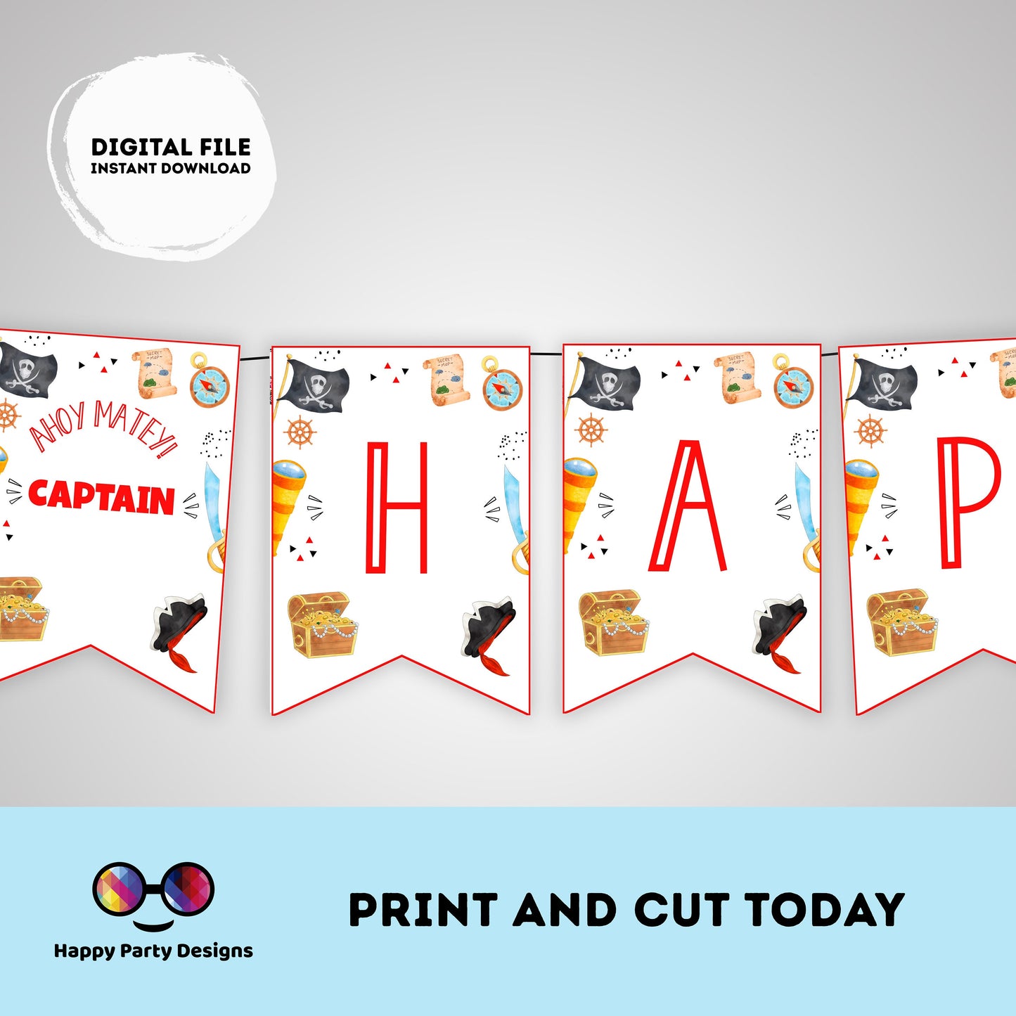 Pirate Invitation Bundle  Pirate Birthday Party | Pirate Invite | Pirate Ship Party Invite | boy birthday | any age | editable on line #K108