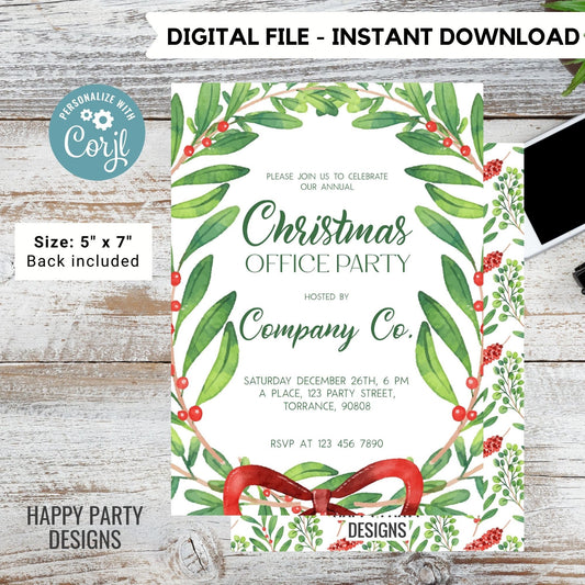 Editable Christmas office Party Invite | Christmas Party printable invite | Holiday Christmas Party Invitation |Christmas Dinner invite #A41