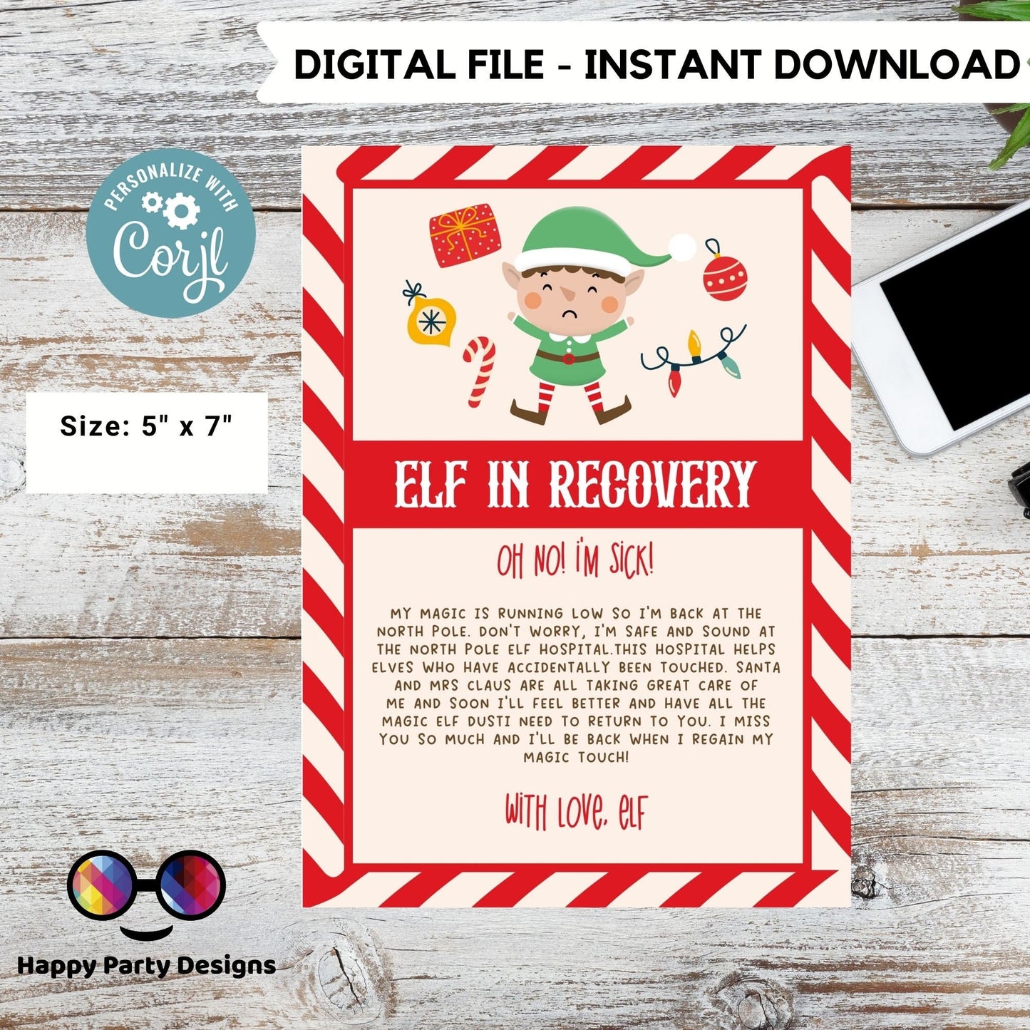 EDITABLE Elf Recovery Letter | Elf Touched | Elf Lost Magic | Elf I'm Sick Letter | From Your Elf Christmas Letter | Instant Download #A43
