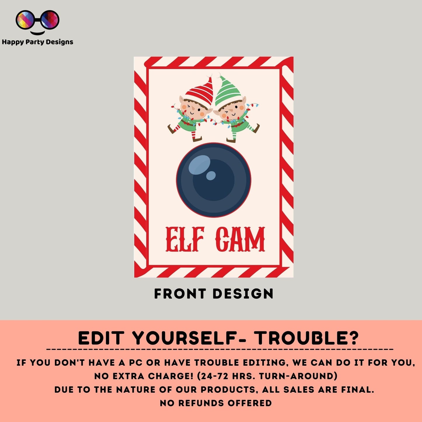 Editable Elf Surveillance | House is Under Elf Surveillance | Kids Christmas Decor | Elf Ideas | Instant Download | Elf Cam, Holiday #A43
