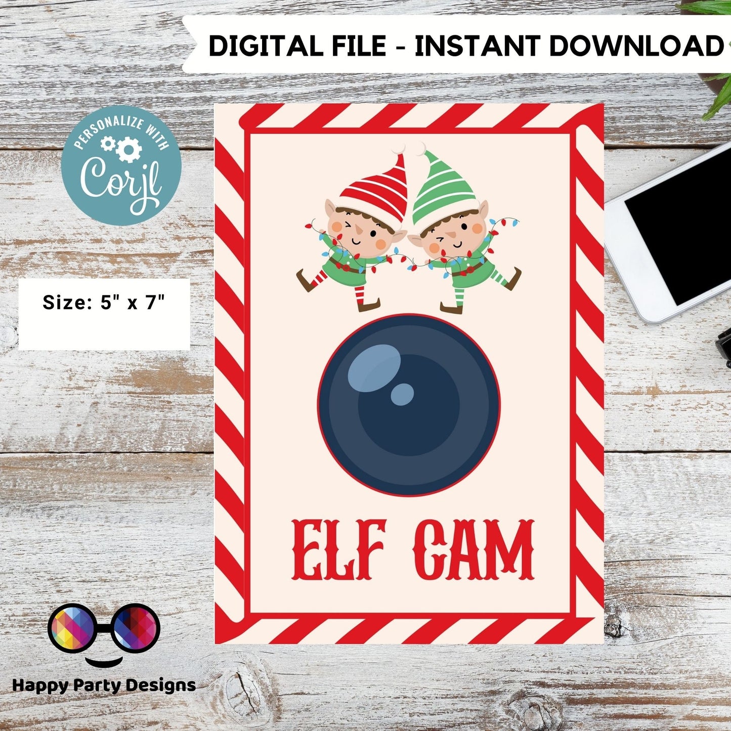 Editable Elf Surveillance | House is Under Elf Surveillance | Kids Christmas Decor | Elf Ideas | Instant Download | Elf Cam, Holiday #A43