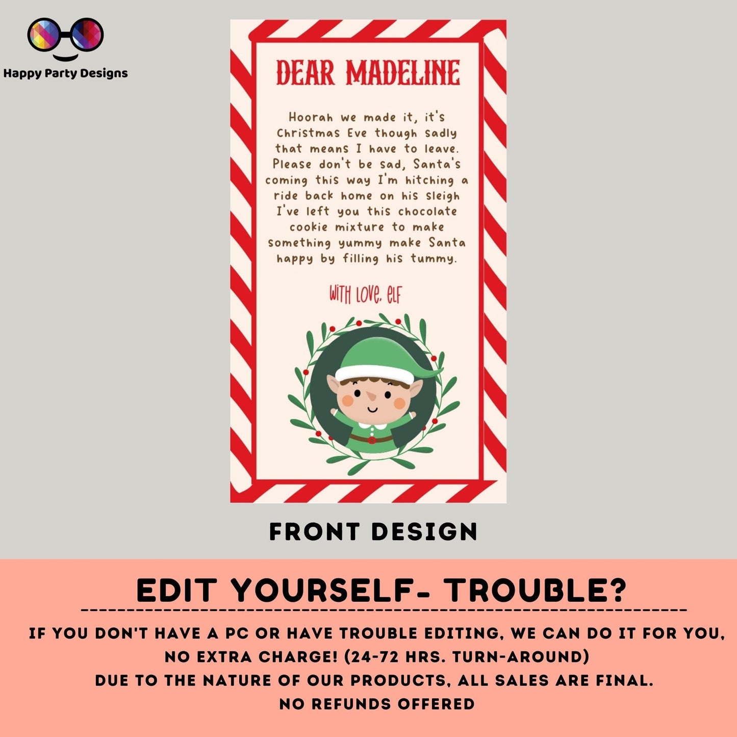 Editable Elf goodbye Tag | Elf Hot Chocolate Bomb Gift Tag | Goodbye for Now tag Instant Download #A43
