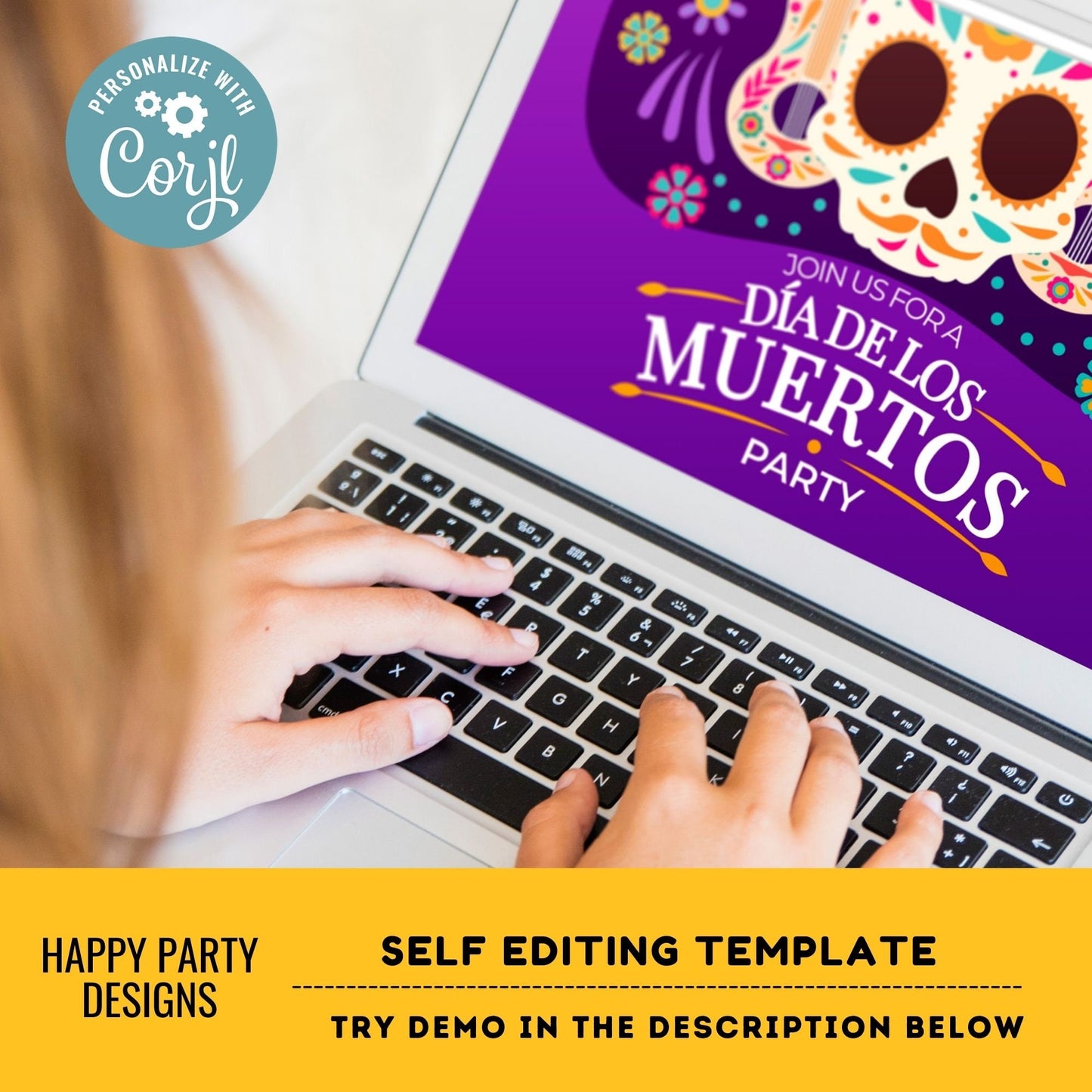 Dia de muertos Party Invitation | Fiesta Sugar Skull Invitation | Dia de los Muertos Invite | Editable Sugar Skull Mexican Invite  #A29