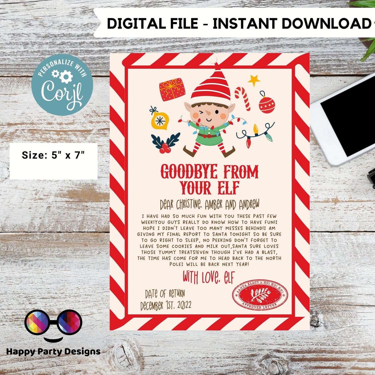 Editable Elf Goodbye Letter | Goodbye Letter Christmas| Elf  Christmas | Letter From Your Elf | Printable Template #A43