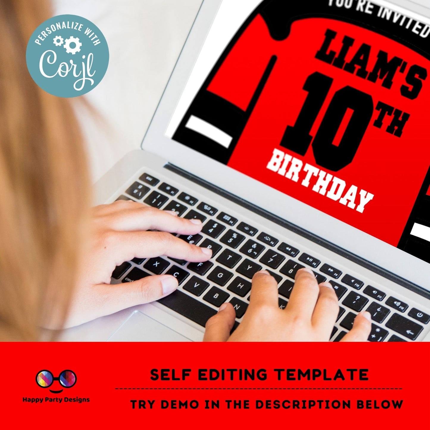 Hockey Birthday Invitation | Any age, change the color to the jersey, any color | Hockey Theme Birthday Party, Hockey Jersey and Stick #K243