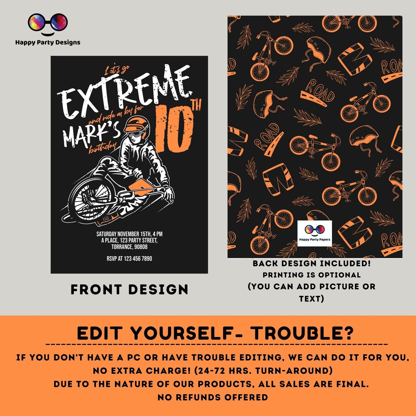 Editable Bike Party Invitation | Mountain Bike Party Invitation | Any Age | Birthday boy Bike Party Invitation | extreme bike party #K244