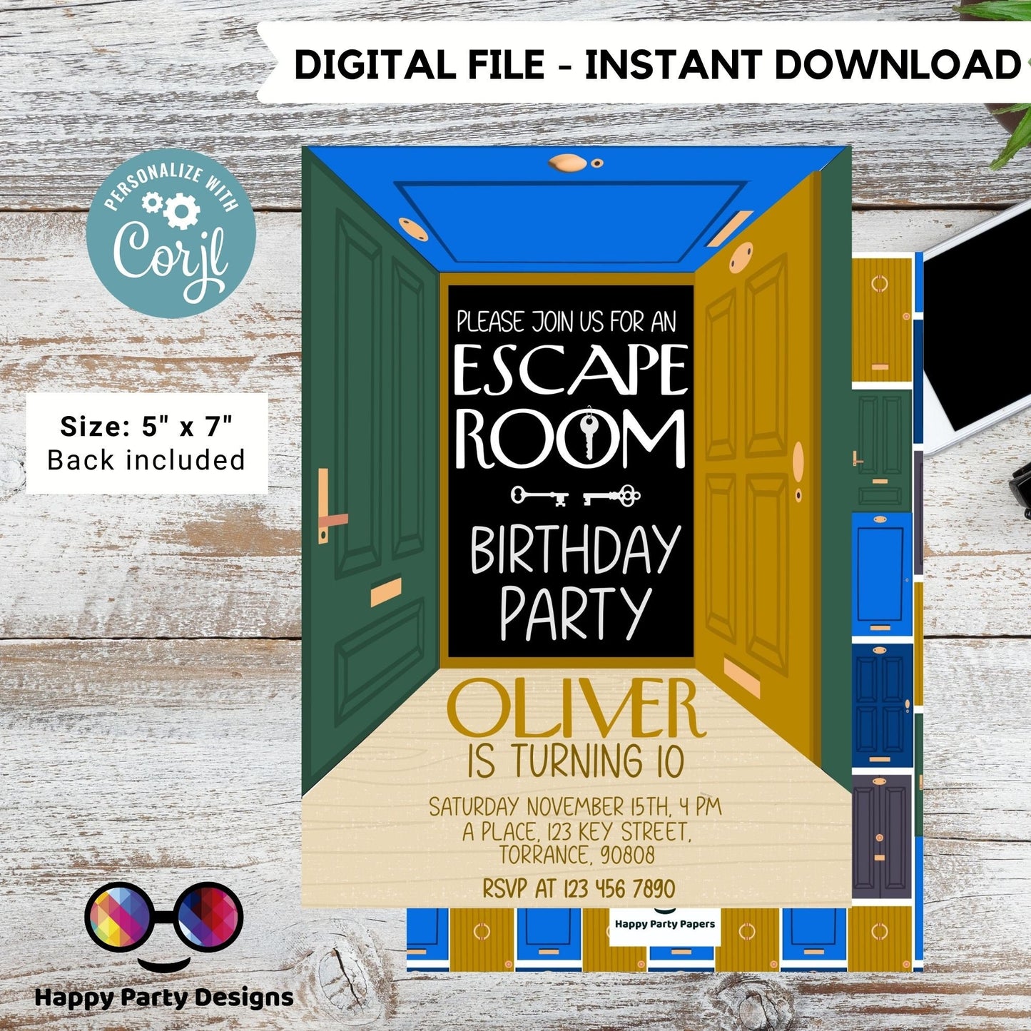 Editable escape room Birthday Invitation Template | Printable Birthday escape room Party | Mystery solving challenge Birthday boy #K247