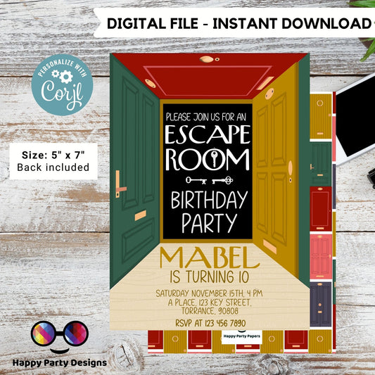Editable escape room Birthday Template | Printable Birthday escape room Party | Mystery solving challenge Birthday neutral gender #K247