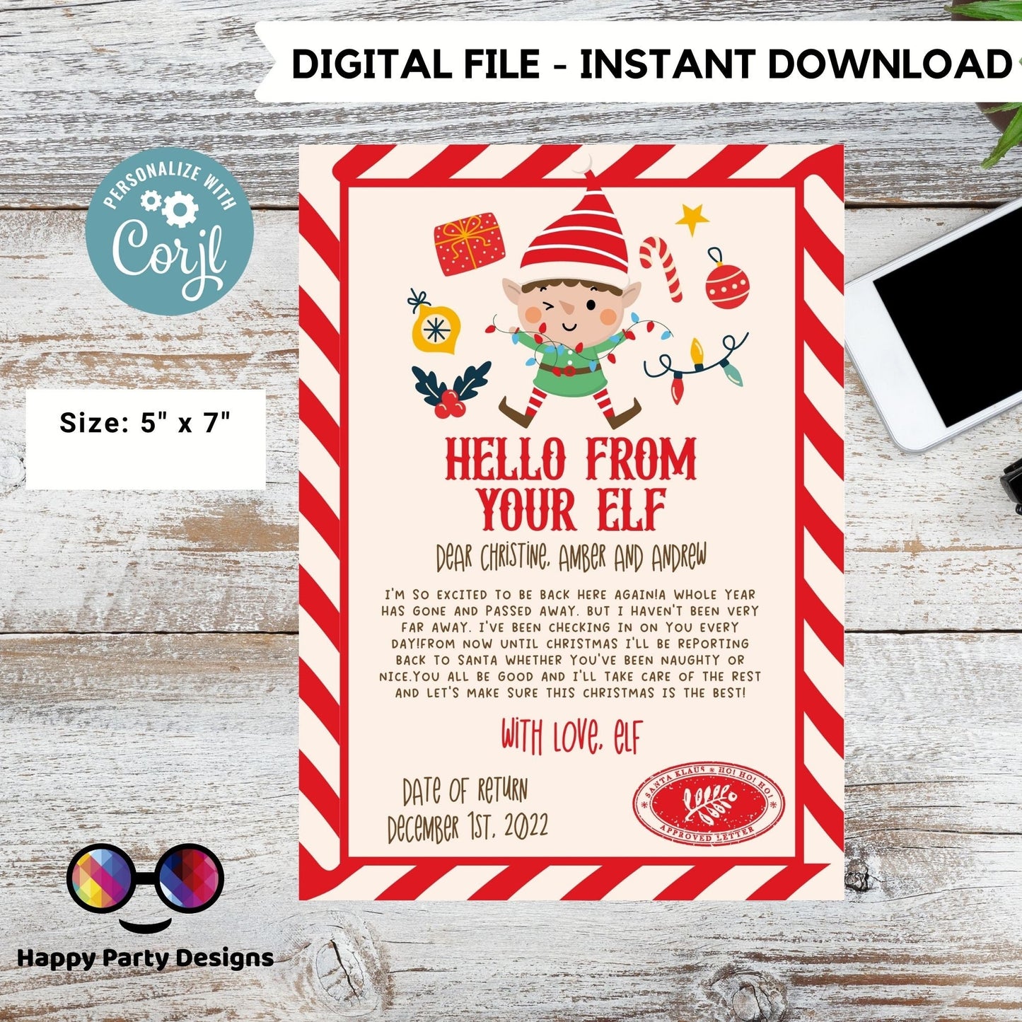 Editable Elf Hello Letter | Hello Letter Christmas| Elf Christmas | Letter from Your Elf | Printable Template #A43