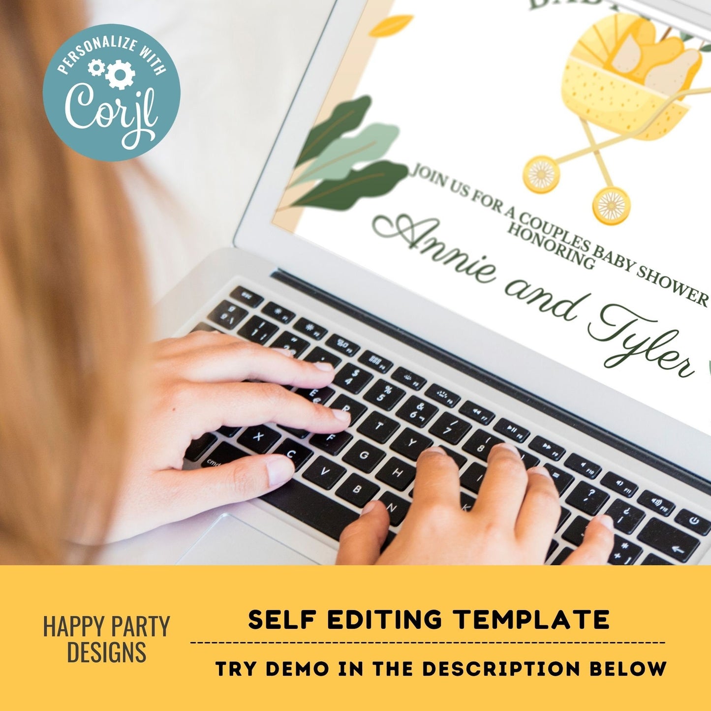 Editable Baby Shower Invitation | Editable Baby Shower | Baby boy Invite | Locally Grown Farmers Market | Baby Shower Couples | pears #B46