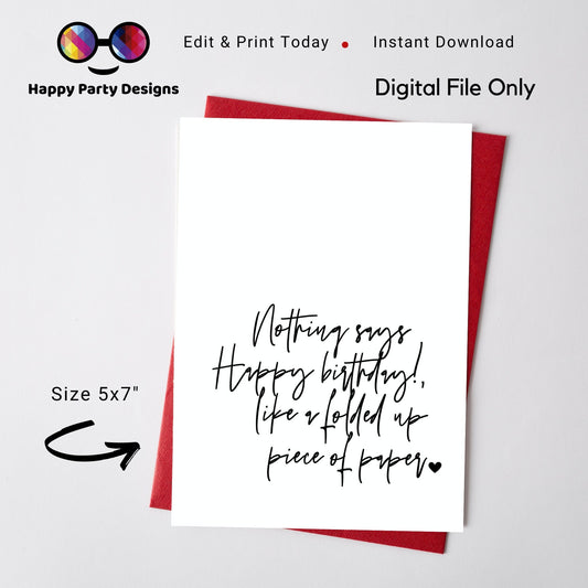 PRINTABLE nothing says happy birthday card | Birthday Card | Greeting Card | Instant Download | Happy Birthday