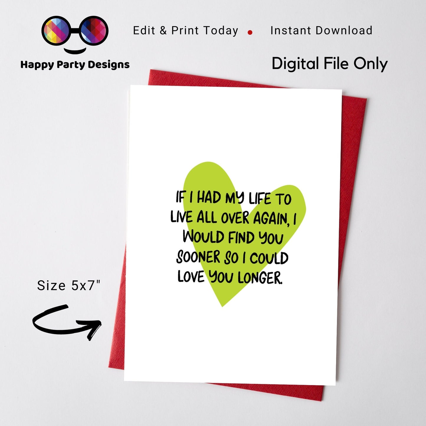 PRINTABLE romantic card | card for wife | Greeting Card | Instant Download | card for husband | card for girlfriend | card for boyfriend
