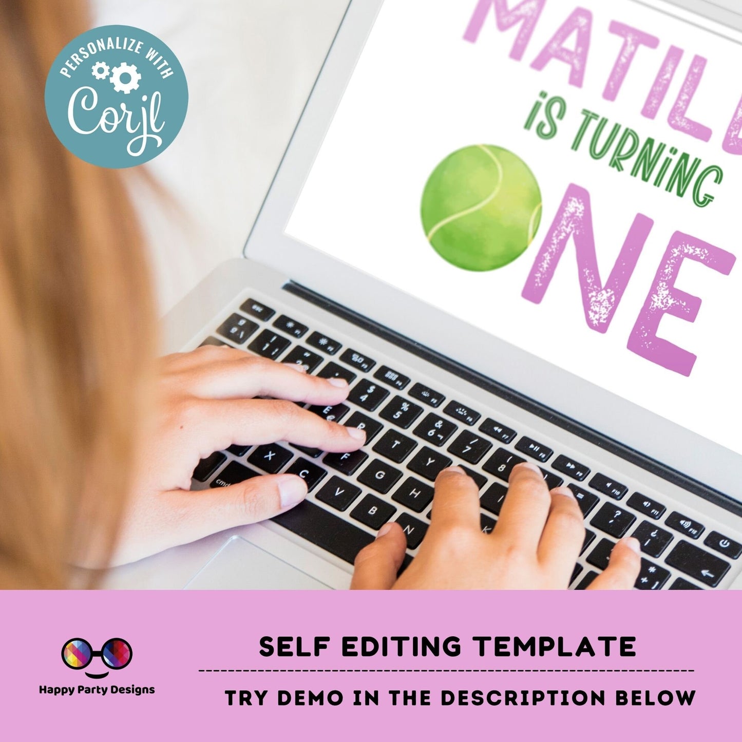 Tennis Birthday Invitation | Tennis Invitation for girl | Tennis Party | Tennis Game Invitation | minimalist | First Birthday | Print #K256