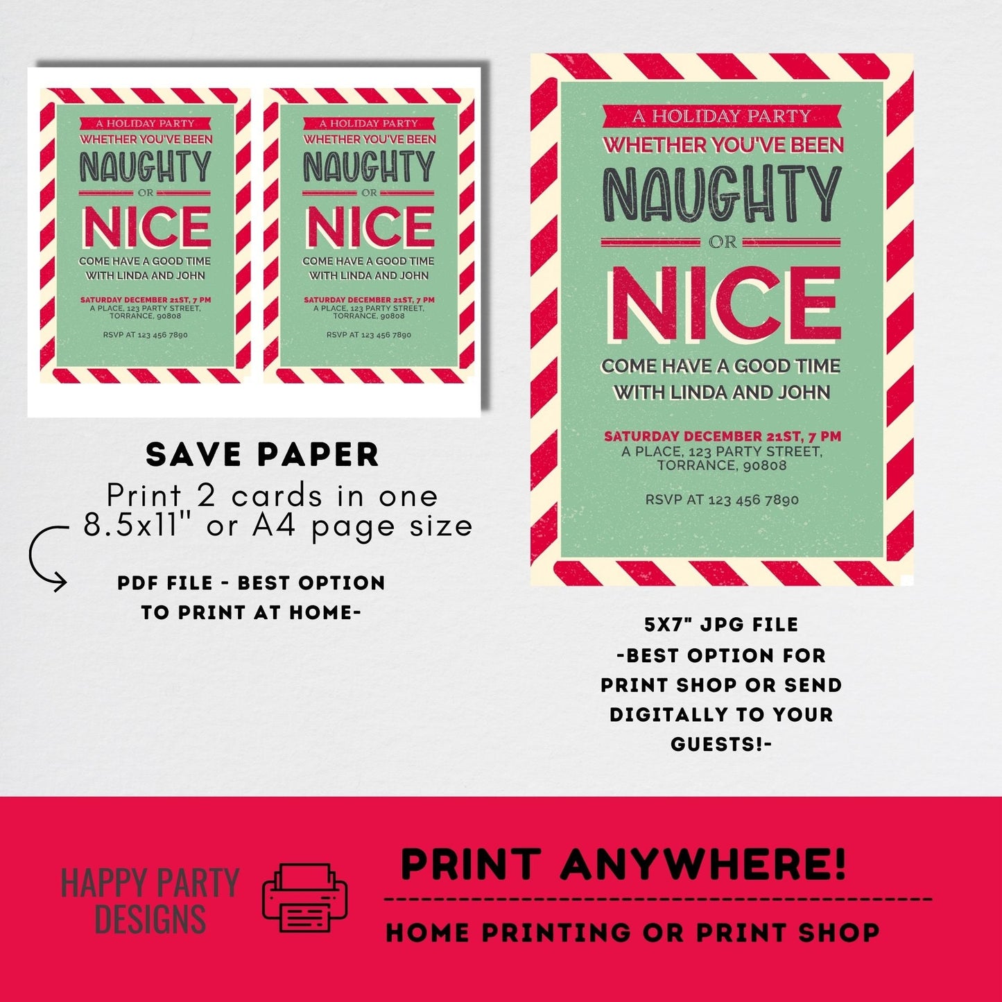 Editable Holiday Party Invitation | Christmas Party printable invite | Holiday Christmas Party Invitation | Christmas Dinner invite #A35