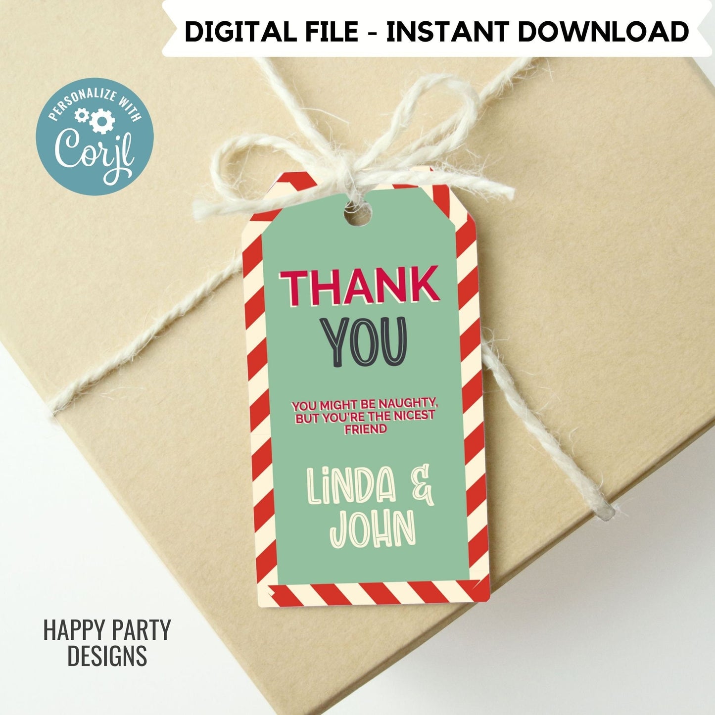 Editable Christmas Party thank you tag | Christmas printable thank you tag | Holiday Christmas gift tag | thank you tag | Xmas Favor #A35