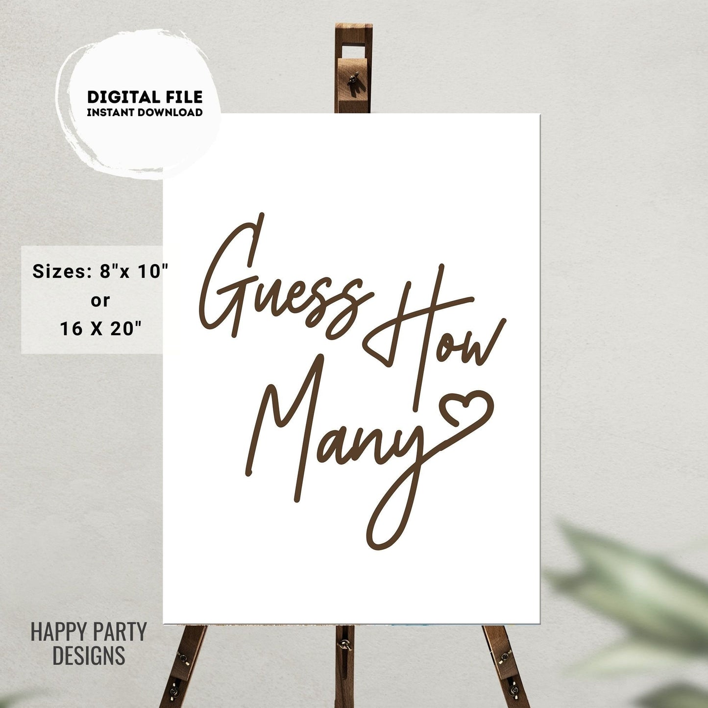 Editable guess how many Sign | bridal shower | baby shower game | neutral gender | text 100% editable | minimalist shower | Printable #B44