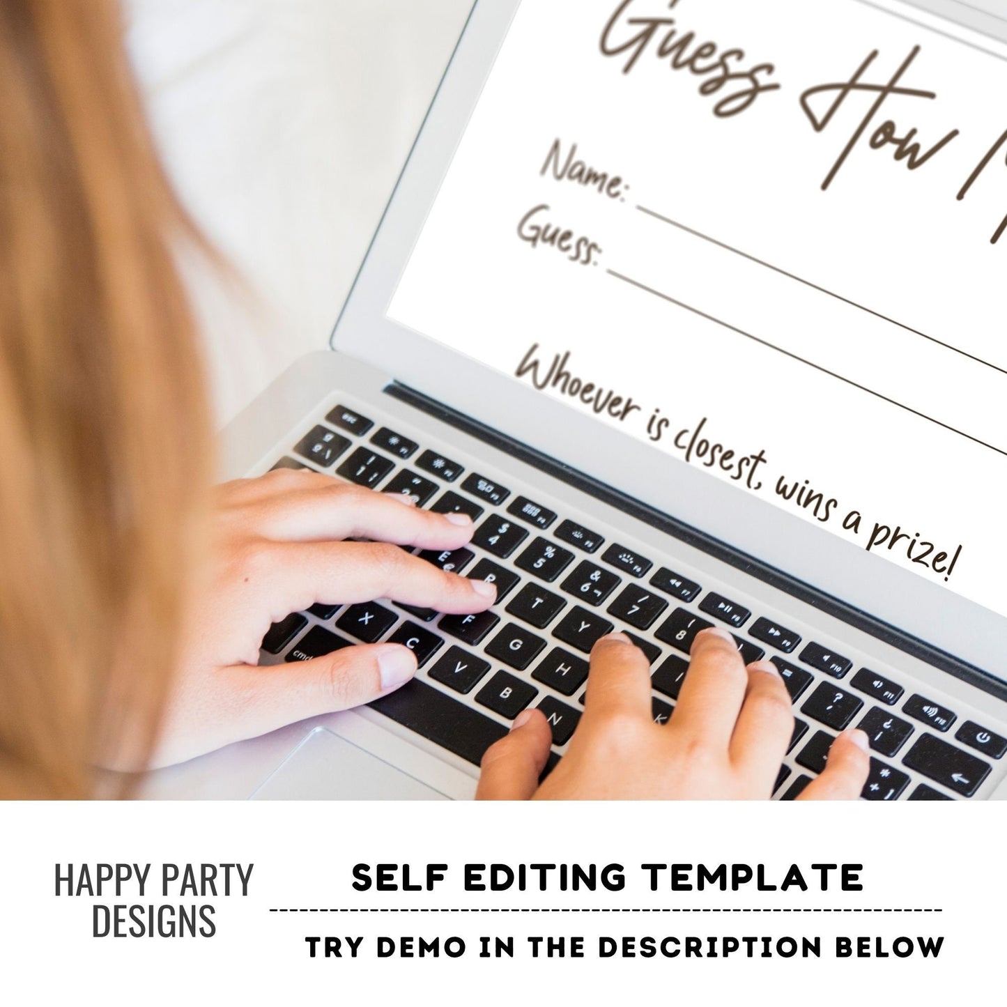 Editable Guessing Game Cards | Printable Guess Cards | Baby Shower Guessing Game Activity | Guess How Many Bridal Shower | Printable #B44