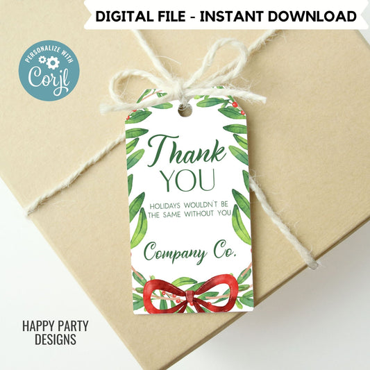 Editable Christmas Party thank you tag | Christmas printable thank you tag | Holiday Christmas gift tag | thank you tag | Xmas Favor #A33