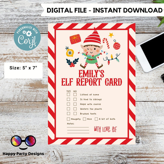 Editable Elf report card | Elf Letters Notes | Elf I'm Back | from the Elf Naughty or Nice | Behavior Santa North Pole | Printable #A43
