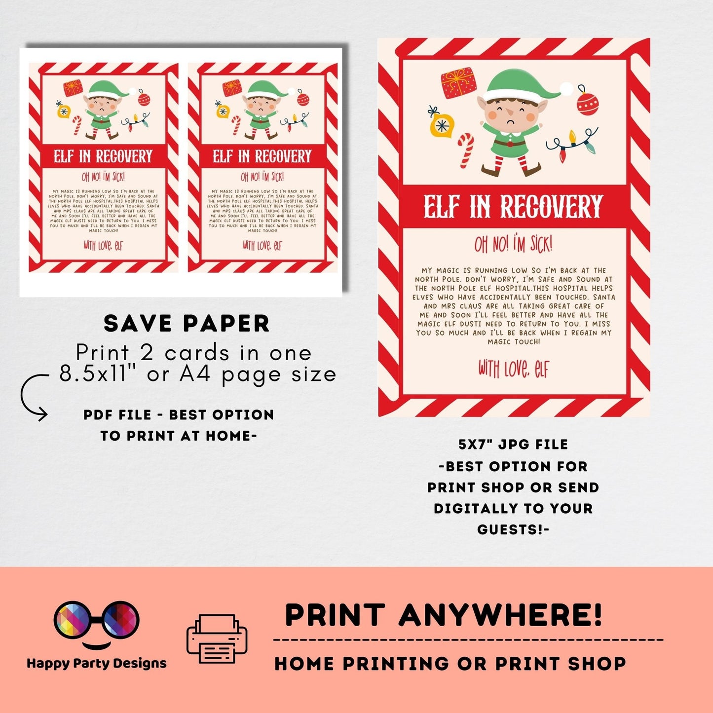 EDITABLE Elf Recovery Letter | Elf Touched | Elf Lost Magic | Elf I'm Sick Letter | From Your Elf Christmas Letter | Instant Download #A43