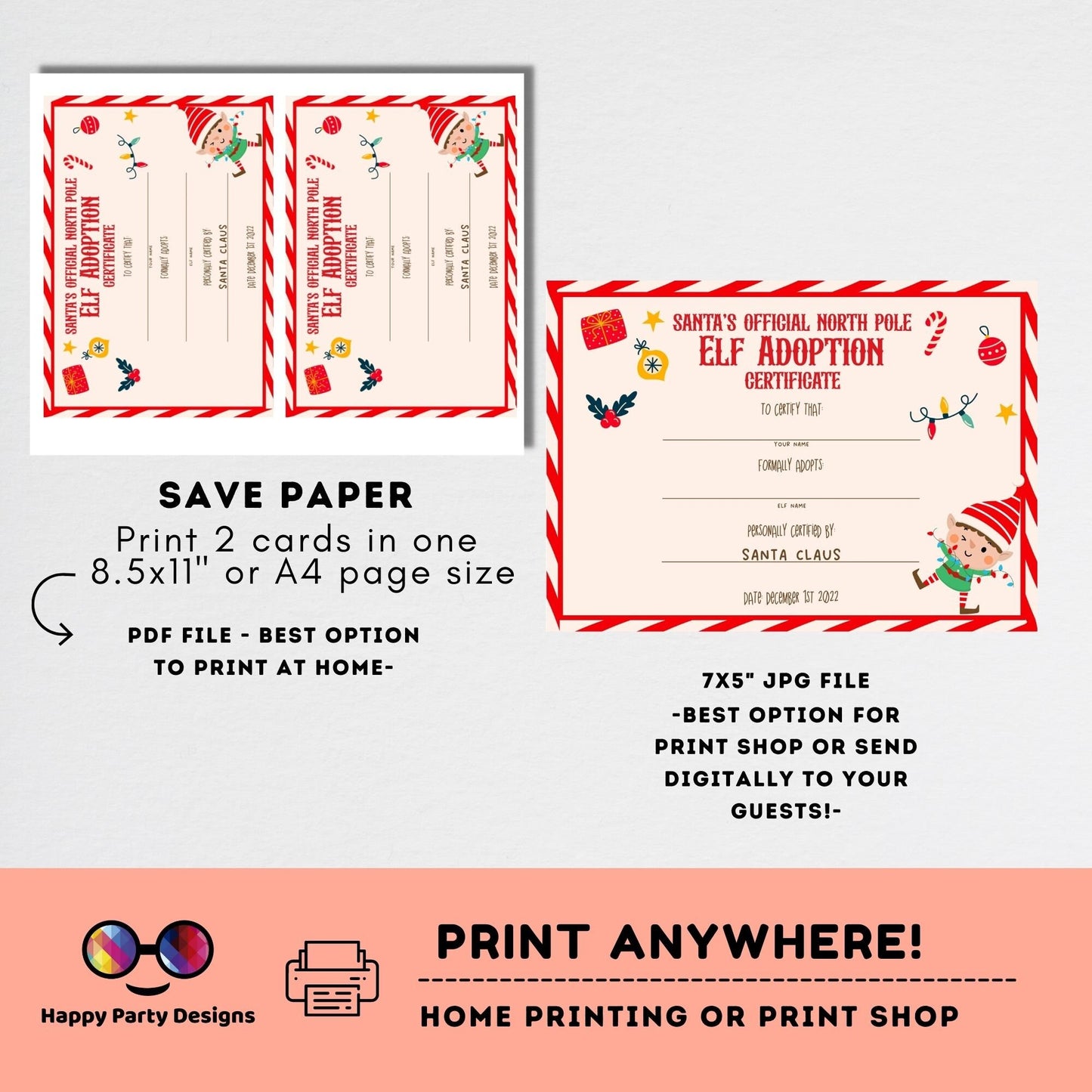 EDITABLE Elf adoption Letter | Elf Certificate Adoption Letter | From Your Elf Christmas | Elf Letter | Elf Adoption | Instant Download #A43