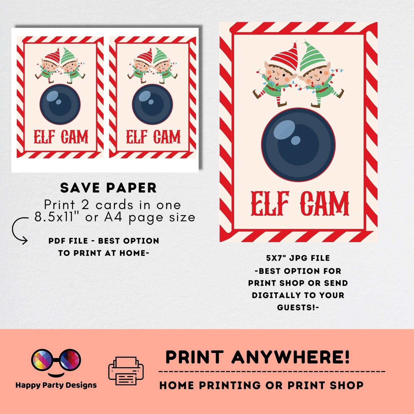 Editable Elf Surveillance | House is Under Elf Surveillance | Kids Christmas Decor | Elf Ideas | Instant Download | Elf Cam, Holiday #A43