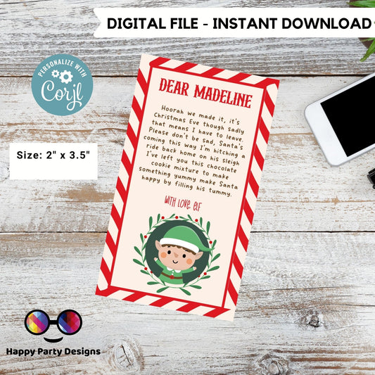 Editable Elf goodbye Tag | Elf Hot Chocolate Bomb Gift Tag | Goodbye for Now tag Instant Download #A43
