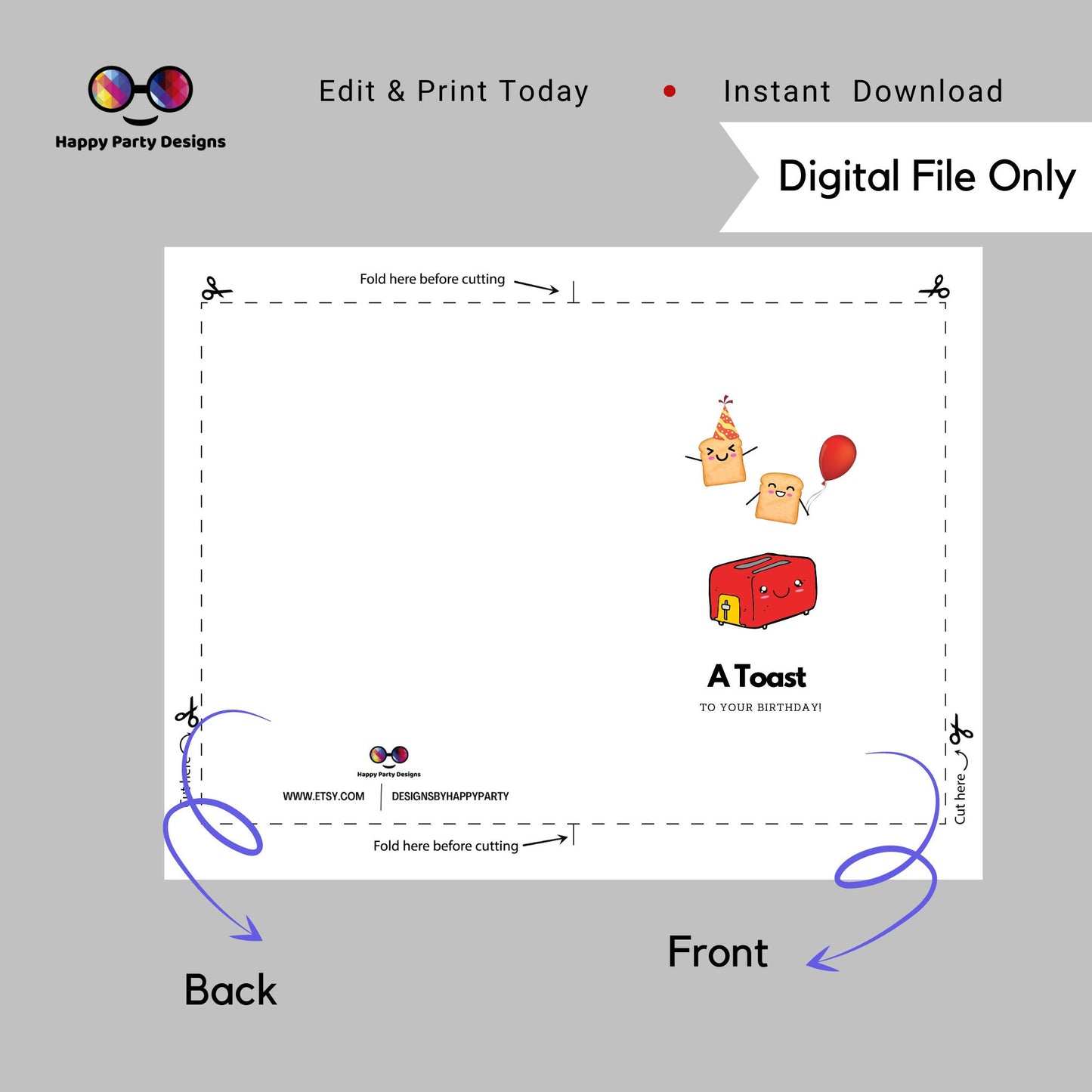 PRINTABLE a toast to your birthday card | Birthday Card | Greeting Card | Instant Download | Happy Birthday