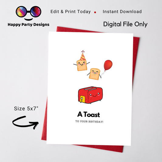 PRINTABLE a toast to your birthday card | Birthday Card | Greeting Card | Instant Download | Happy Birthday